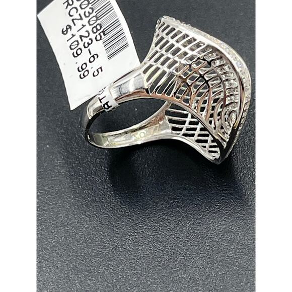 Sterling Silver 925 Pave CZ Concave Weave Spider Web Ring Sz 7 New - Picture 6 of 8